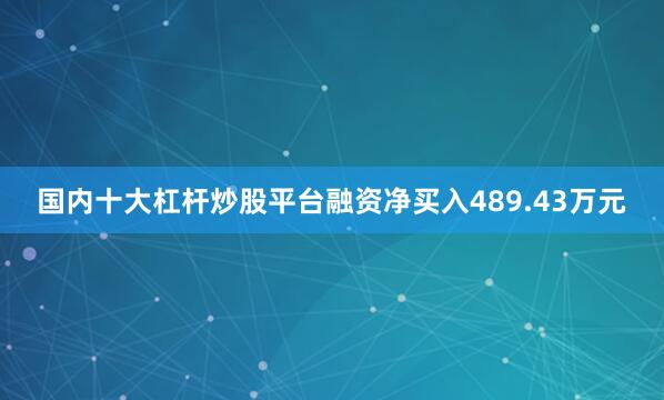 国内十大杠杆炒股平台融资净买入489.43万元